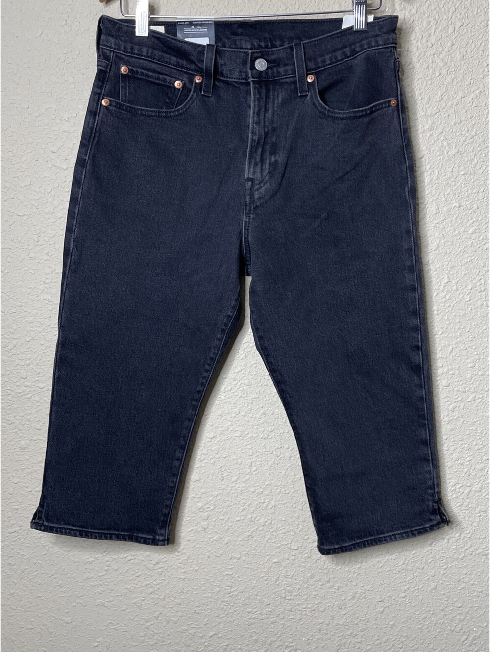 Levis Premium Wedgie Capri Jeans Womens 30 Black High Rise Stretch Denim New